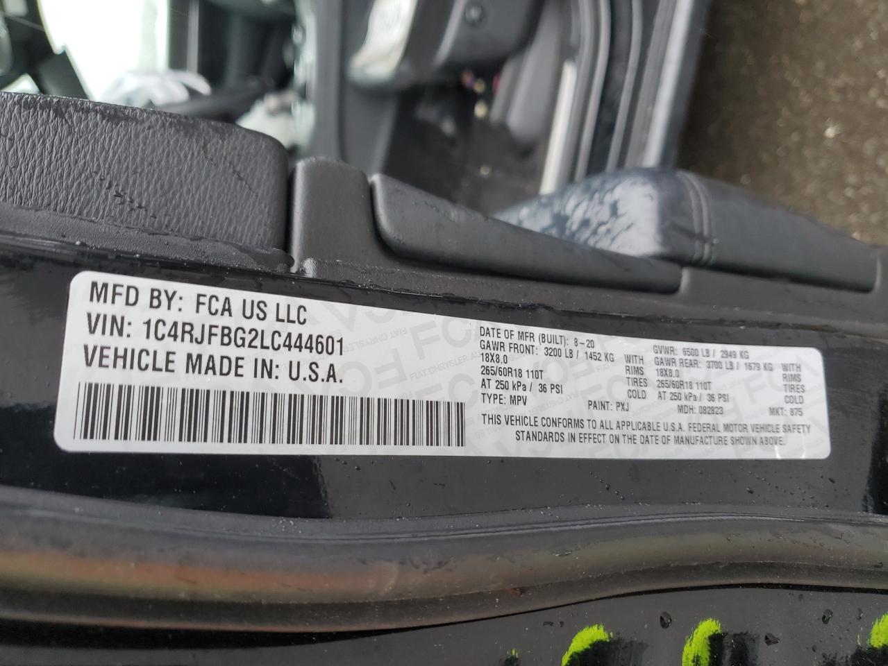 1C4RJFBG2LC444601 2020 Jeep Grand Cherokee Limited