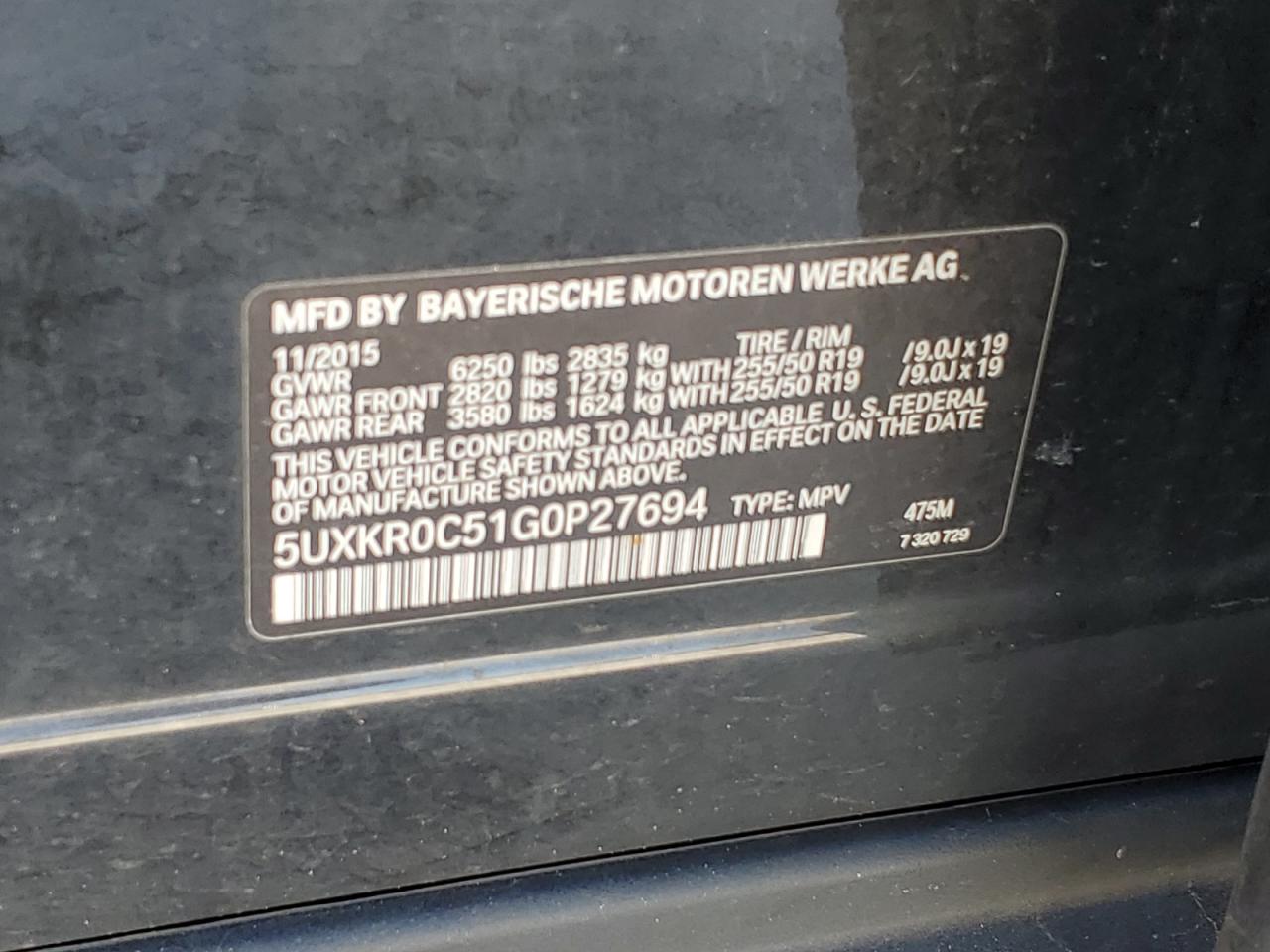 5UXKR0C51G0P27694 2016 BMW X5 xDrive35I