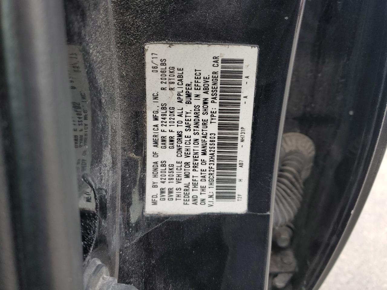 1HGCR2F3XHA255603 2017 Honda Accord Lx