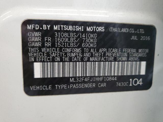 2017 Mitsubishi Mirage G4 Se VIN: ML32F4FJ1HHF10844 Lot: 52578414