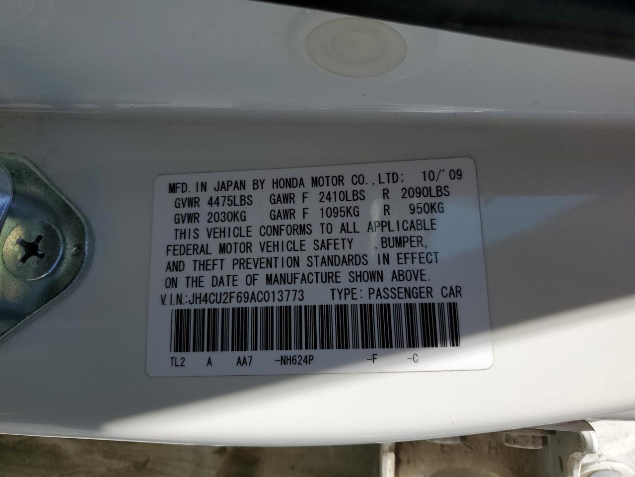 JH4CU2F69AC013773 2010 Acura Tsx