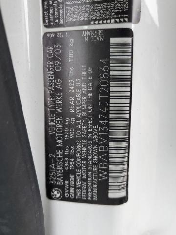 2004 BMW 325 Ci Sulev VIN: WBABV13474JT20864 Lot: 51379304