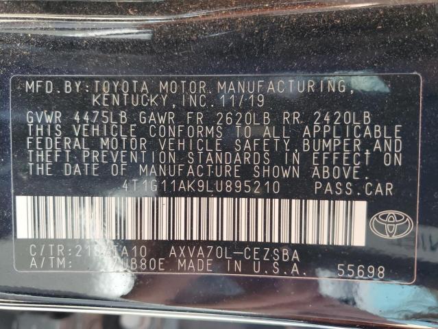 VIN 4T1G11AK9LU895210 2020 Toyota Camry, SE no.12