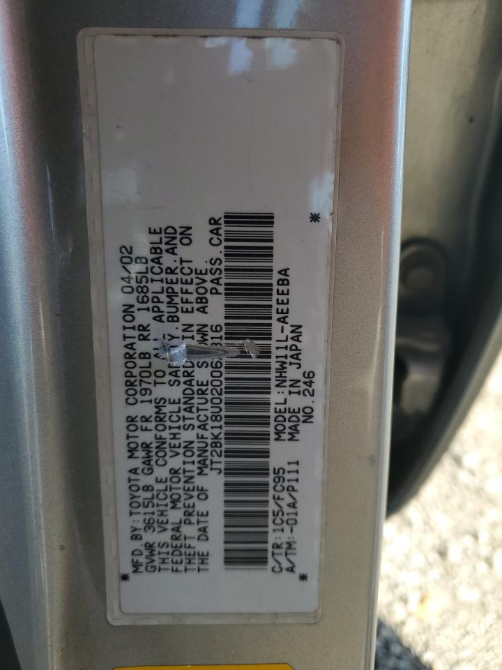 JT2BK18U020062316 2002 Toyota Prius