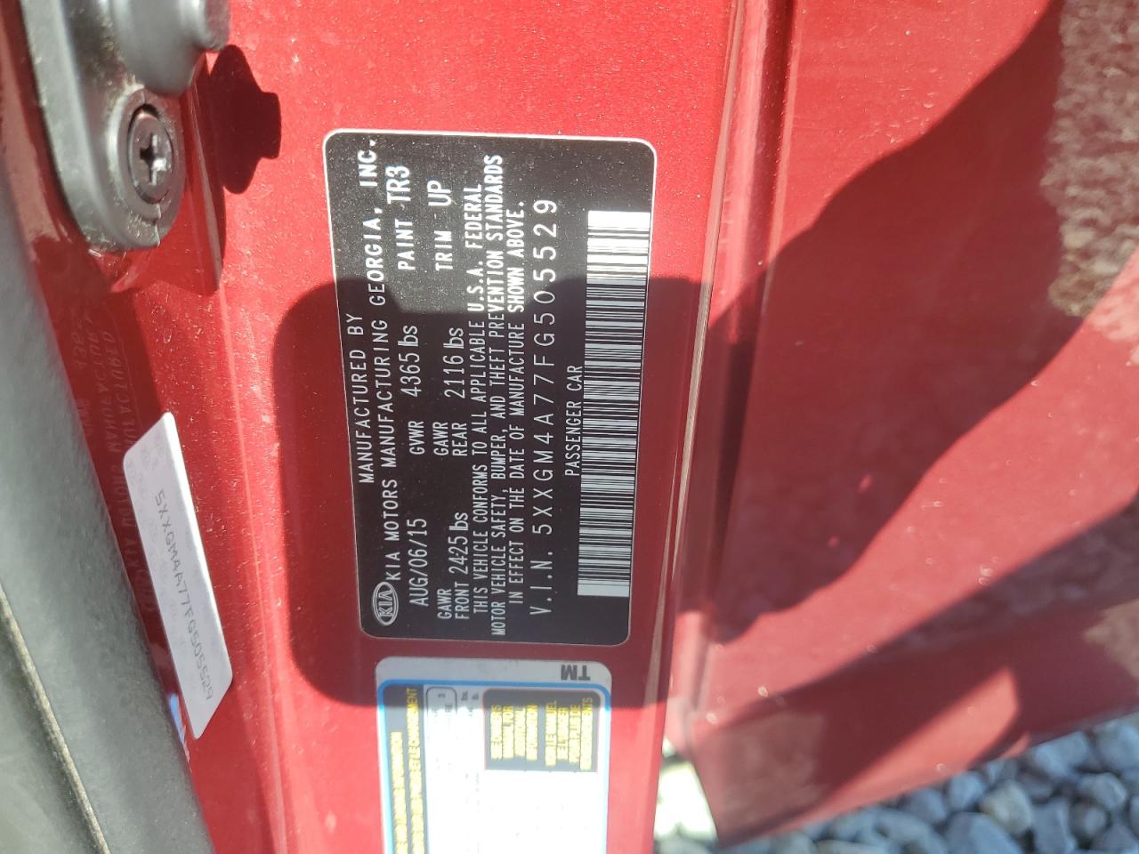 5XXGM4A77FG505529 2015 Kia Optima Lx