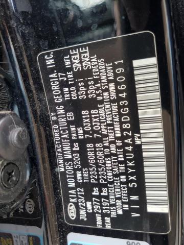 2013 Kia Sorento Ex VIN: 5XYKU4A28DG346091 Lot: 50491864