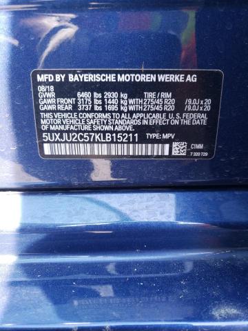 2019 BMW X5 xDrive50I VIN: 5UXJU2C57KLB15211 Lot: 50978014