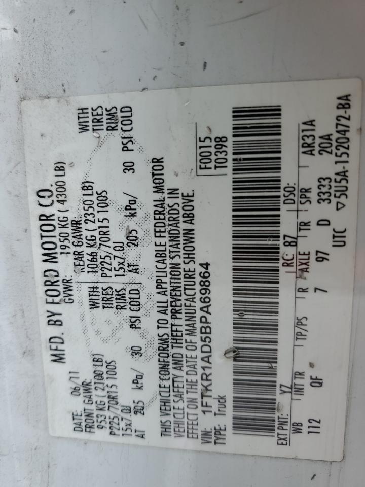 1FTKR1AD5BPA69864 2011 Ford Ranger