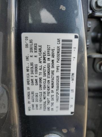 2010 Honda Accord Ex VIN: 1HGCP2F75AA002025 Lot: 52125774