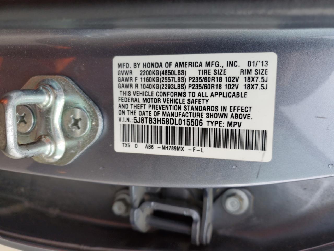 5J8TB3H58DL015506 2013 Acura Rdx Technology