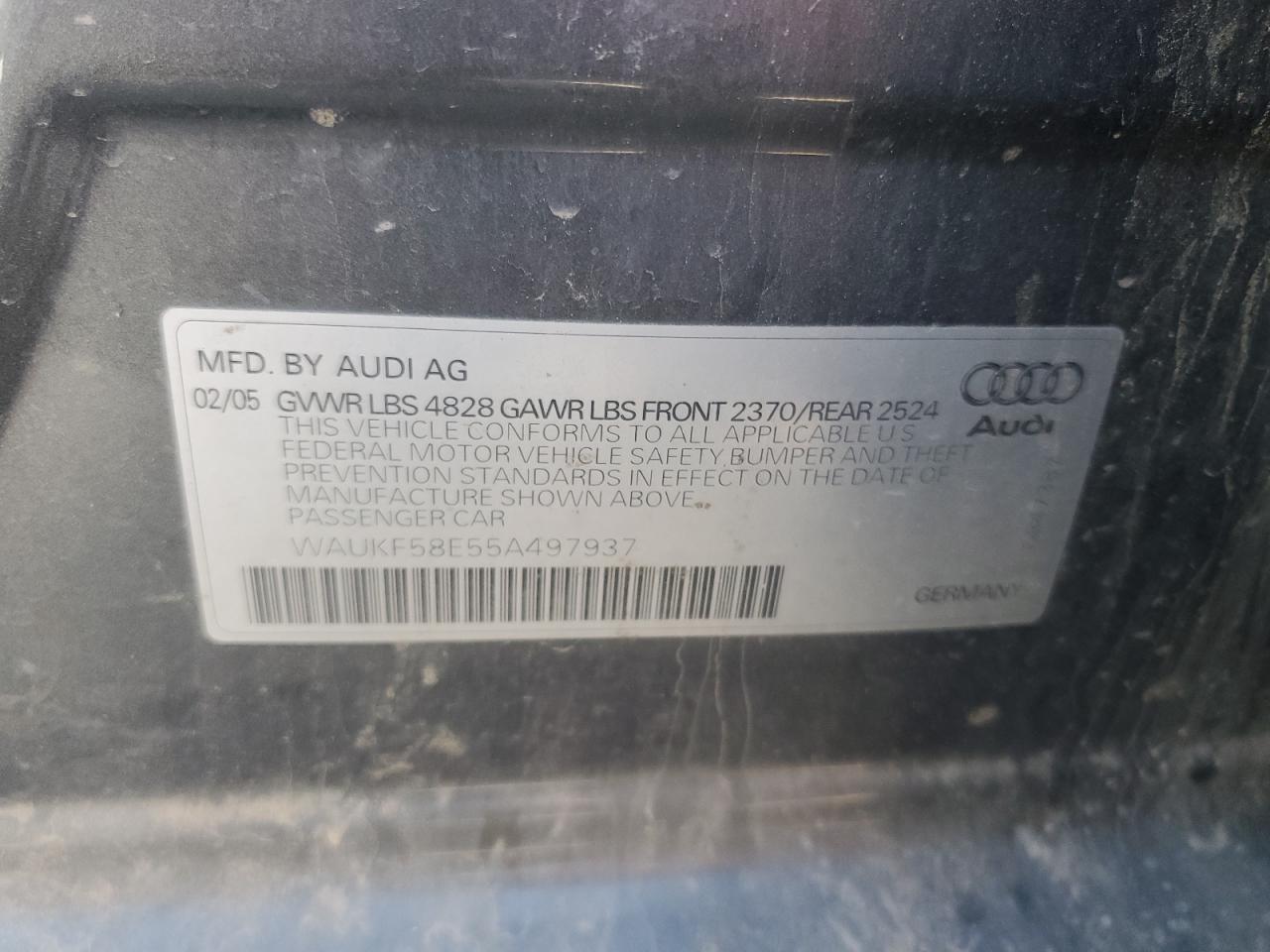 WAUKF58E55A497937 2005 Audi A4 2.0T Avant Quattro