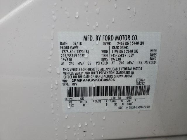 2019 Ford Edge Titanium VIN: 2FMPK4K95KBB09806 Lot: 49367004