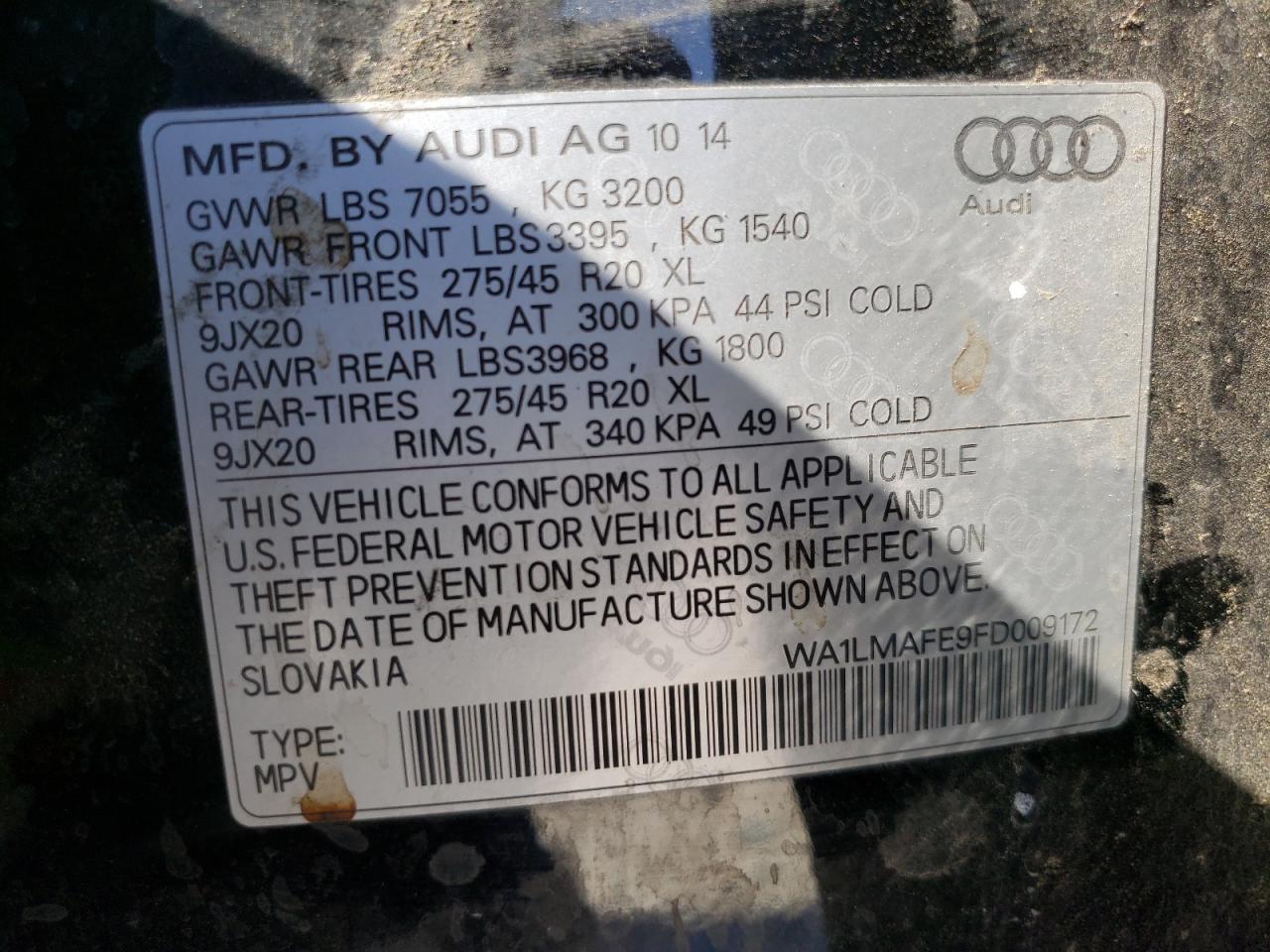 Lot #2979436718 2015 AUDI Q7 TDI PRE