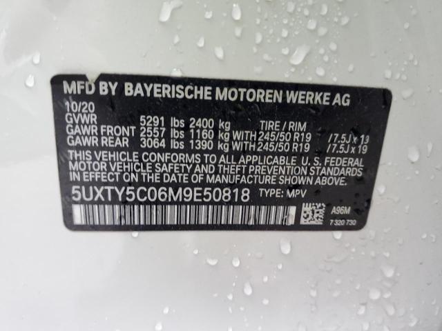 VIN 5UXTY5C06M9E50818 2021 BMW X3, Xdrive30I no.12