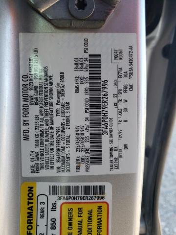 2014 Ford Fusion Se VIN: 3FA6P0H79ER267996 Lot: 52745604