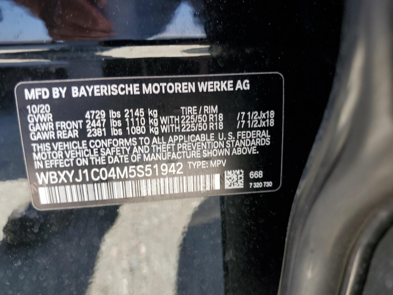 WBXYJ1C04M5S51942 2021 BMW X2 xDrive28I
