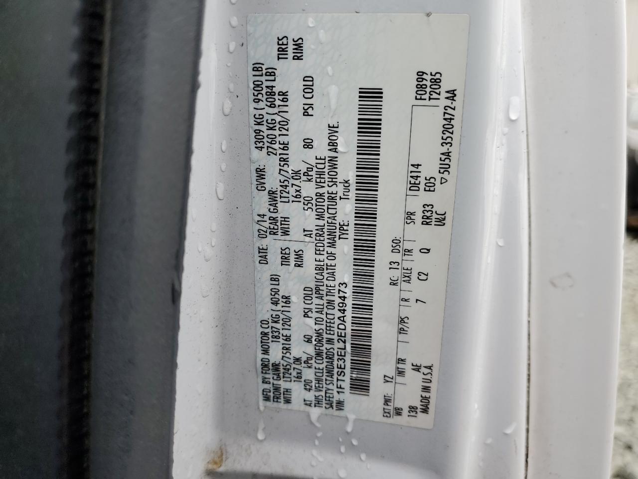 1FTSE3EL2EDA49473 2014 Ford Econoline E350 Super Duty Van