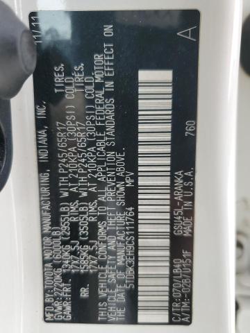 2012 Toyota Highlander Base VIN: 5TDBK3EH9CS111764 Lot: 49927714