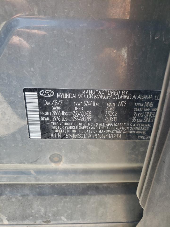 5NMS2DAJ8NH418234 2022 Hyundai Santa Fe Sel