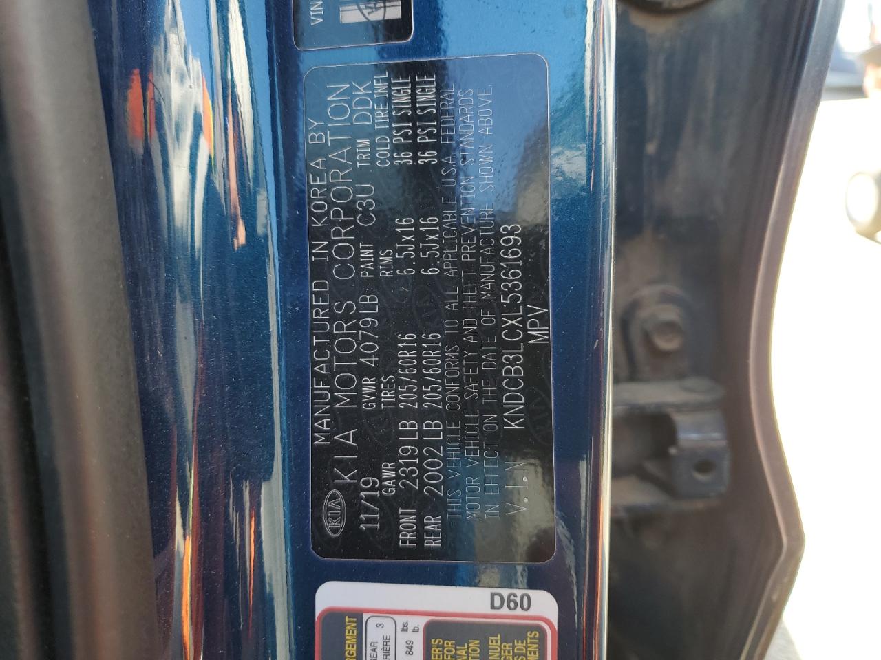 KNDCB3LCXL5361693 2020 Kia Niro Lx