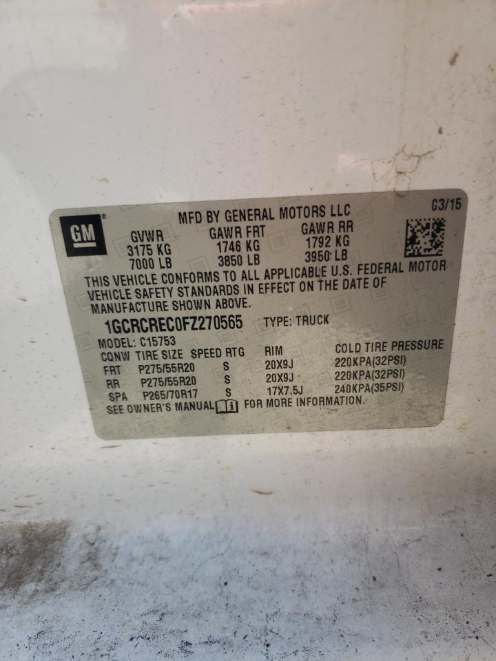 1GCRCREC0FZ270565 2015 Chevrolet Silverado C1500 Lt