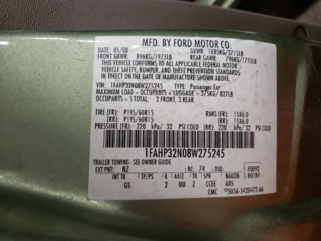 2008 Ford Focus S/Se VIN: 1FAHP32N08W275245 Lot: 49135974