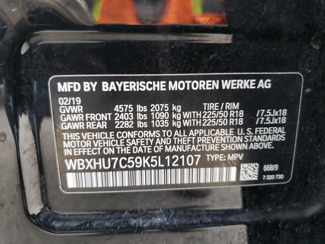 WBXHU7C59K5L12107 2019 BMW X1 Sdrive28I