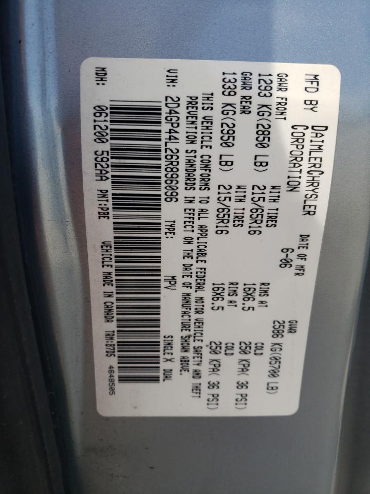 2D4GP44L26R896096 2006 Dodge Grand Caravan Sxt