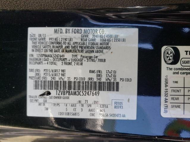 2012 Ford Mustang VIN: 1ZVBP8AM3C5247649 Lot: 50024364