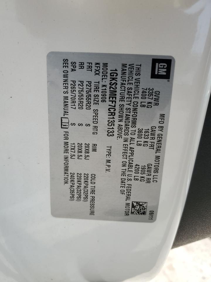 1GKS2MEF7CR135133 2012 GMC Yukon Xl Denali