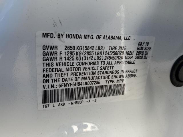 VIN 5FNYF6H94LB007286 2020 HONDA PILOT no.13