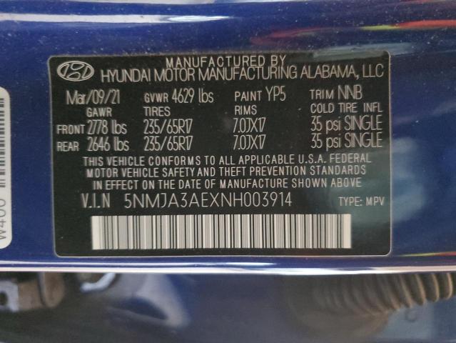 2022 Hyundai Tucson Se VIN: 5NMJA3AEXNH003914 Lot: 51107724