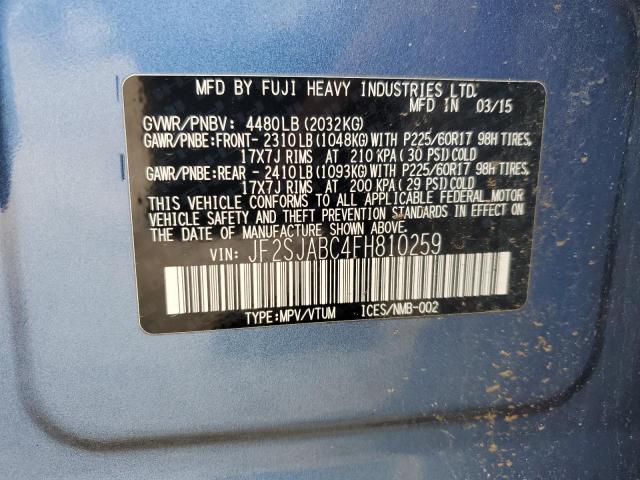 2015 Subaru Forester 2.5I VIN: JF2SJABC4FH810259 Lot: 48965884