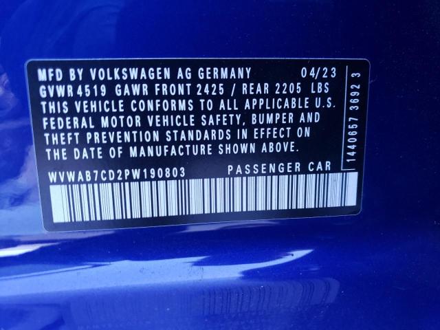 2023 VOLKSWAGEN GOLF R 20T WVWAB7CD2PW190803