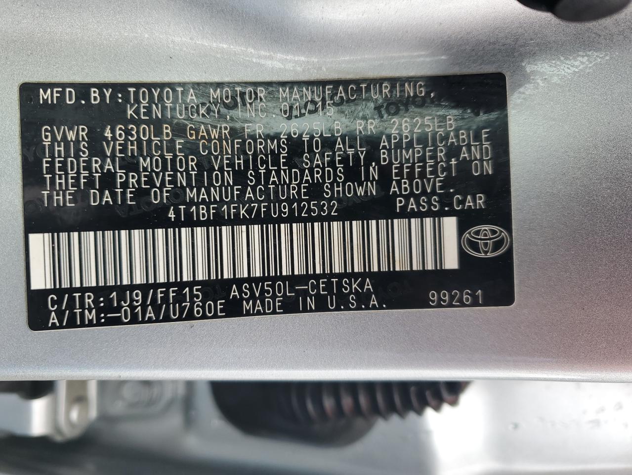 4T1BF1FK7FU912532 2015 Toyota Camry Le