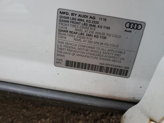 2016 AUDI Q3 PREMIUM - WA1EFCFS3GR011945