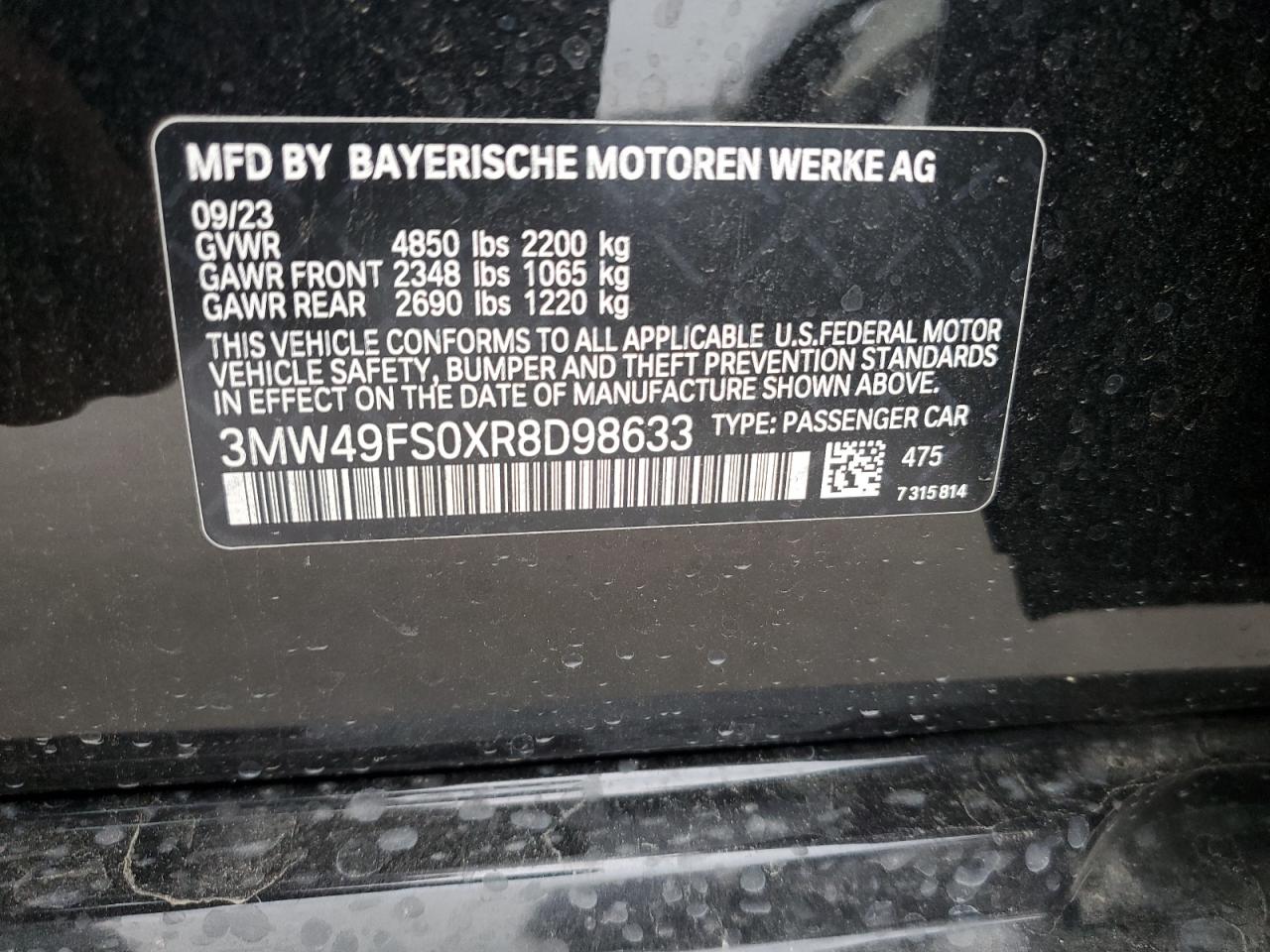 3MW49FS0XR8D98633 2024 BMW M340I