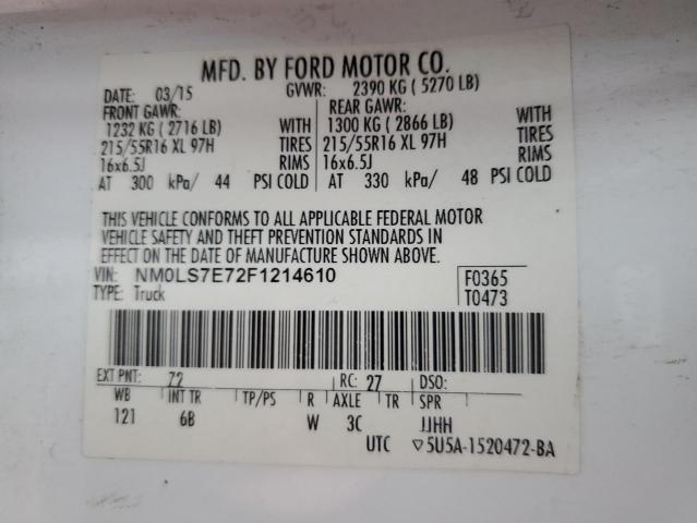 2015 Ford Transit Connect Xl VIN: NM0LS7E72F1214610 Lot: 51741574