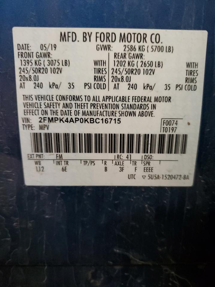 2FMPK4AP0KBC16715 2019 Ford Edge St