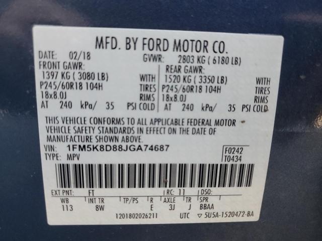 2018 FORD EXPLORER X - 1FM5K8D88JGA74687