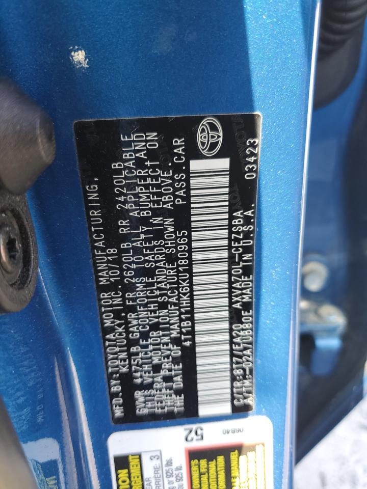 4T1B11HK6KU180965 2019 Toyota Camry L