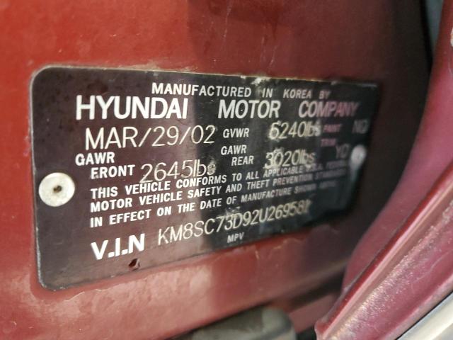 2002 Hyundai Santa Fe Gls VIN: KM8SC73D92U269581 Lot: 51284794