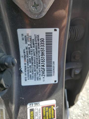 2009 Honda Civic Lx VIN: 2HGFA16519H513350 Lot: 52261114