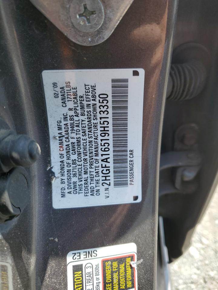 2HGFA16519H513350 2009 Honda Civic Lx