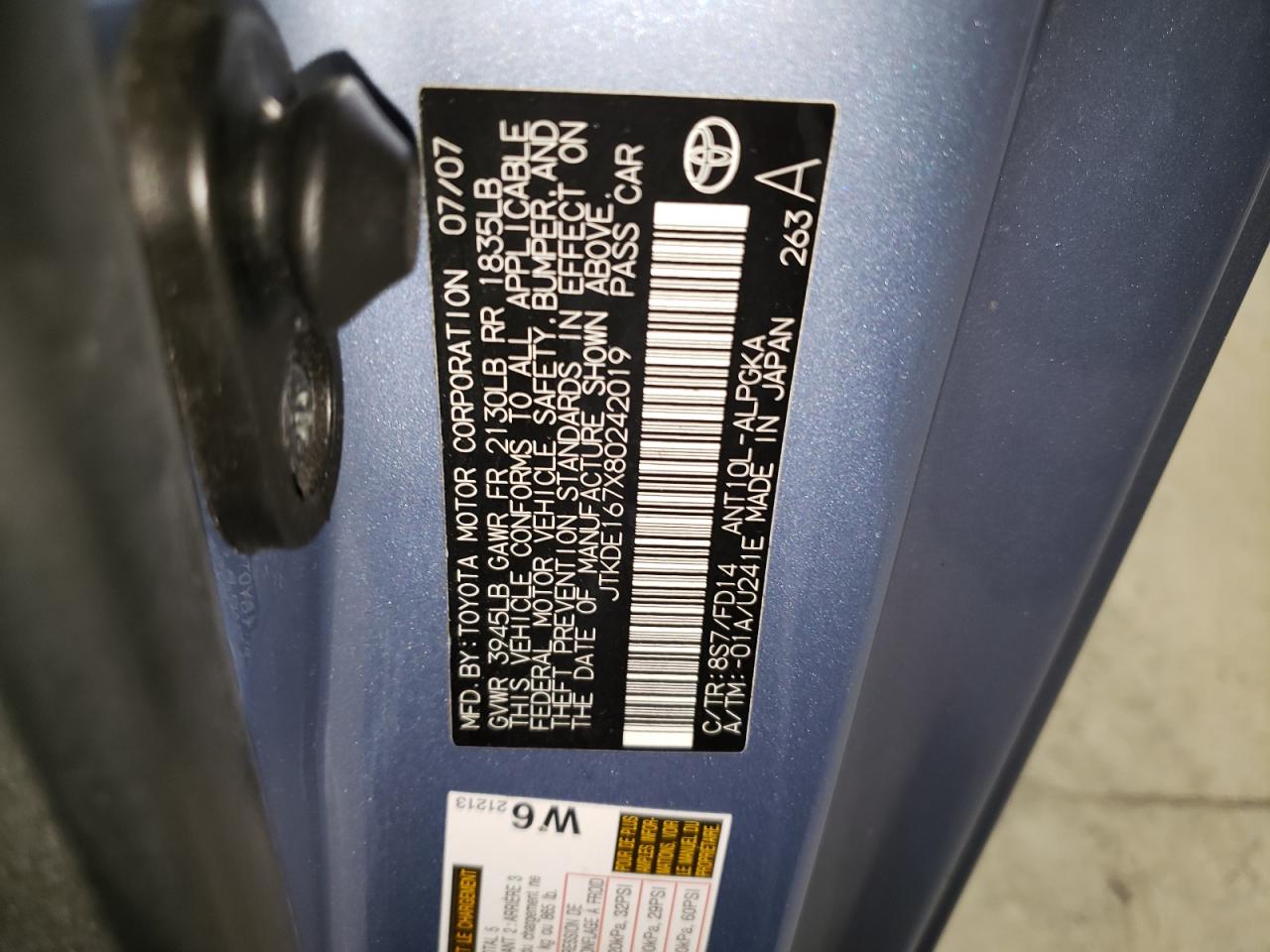 JTKDE167X80242019 2008 Toyota Scion Tc