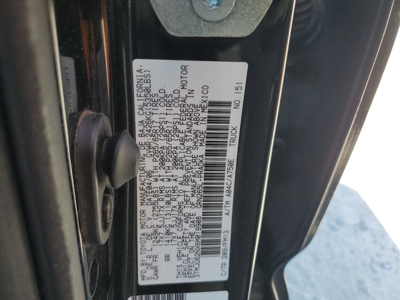 3TMJU62NX6M019908 2006 Toyota Tacoma Double Cab Prerunner