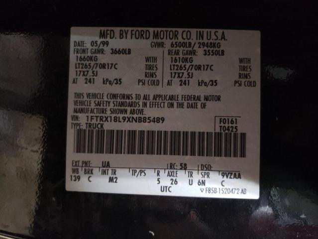 1999 Ford F150 VIN: 1FTRX18L9XNB85489 Lot: 62965944