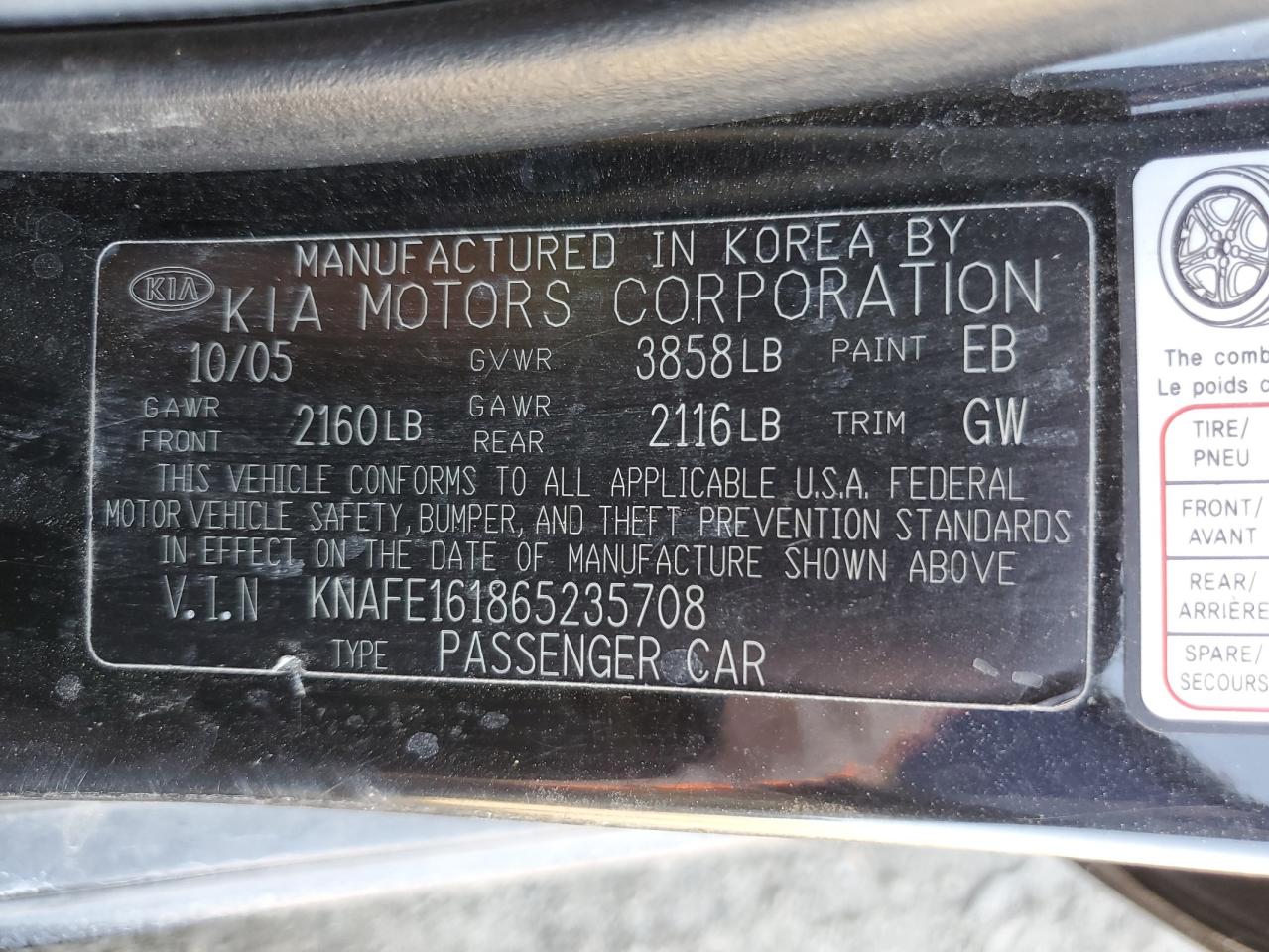 KNAFE161865235708 2006 Kia Spectra5