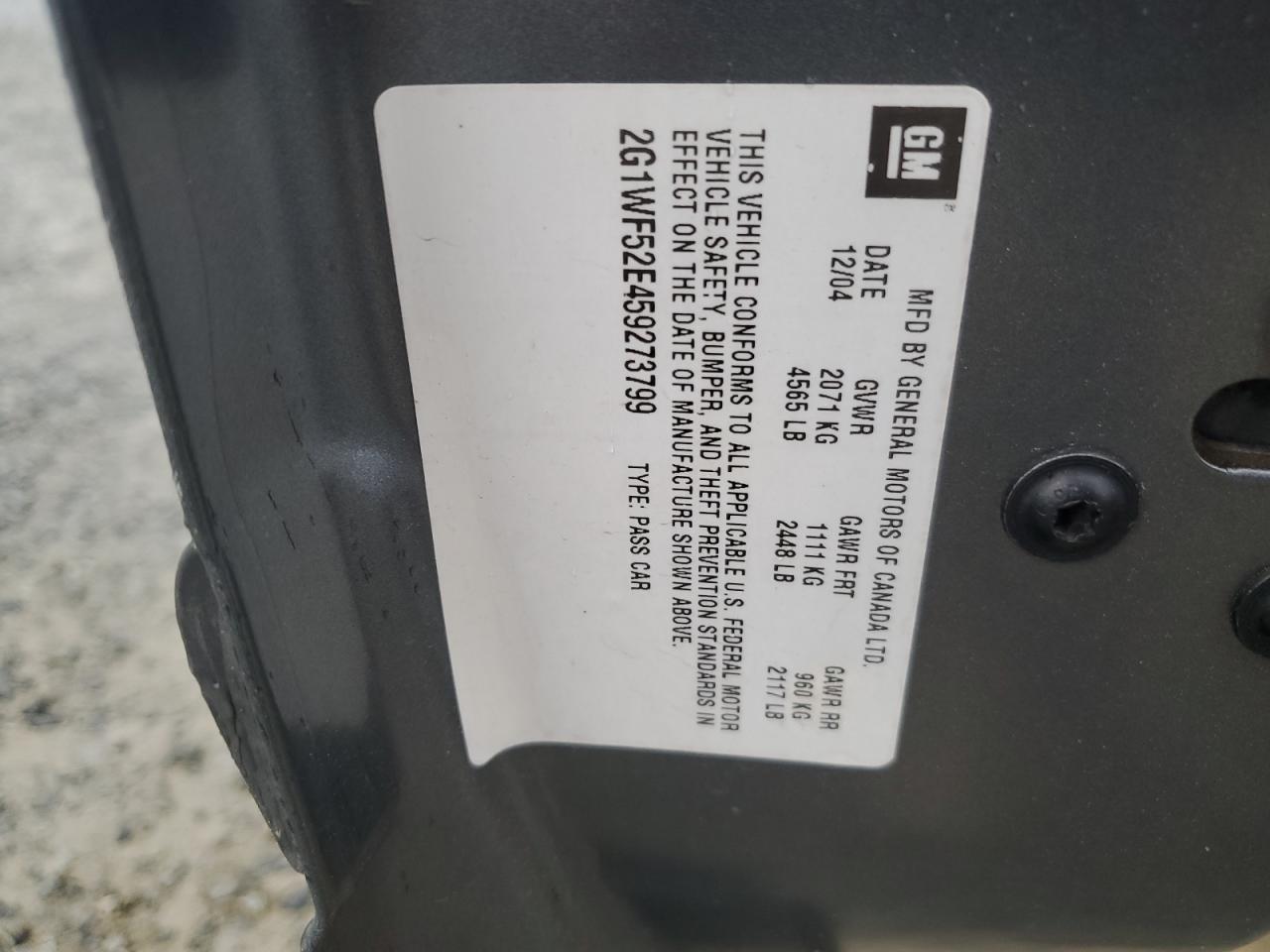 2G1WF52E459273799 2005 Chevrolet Impala