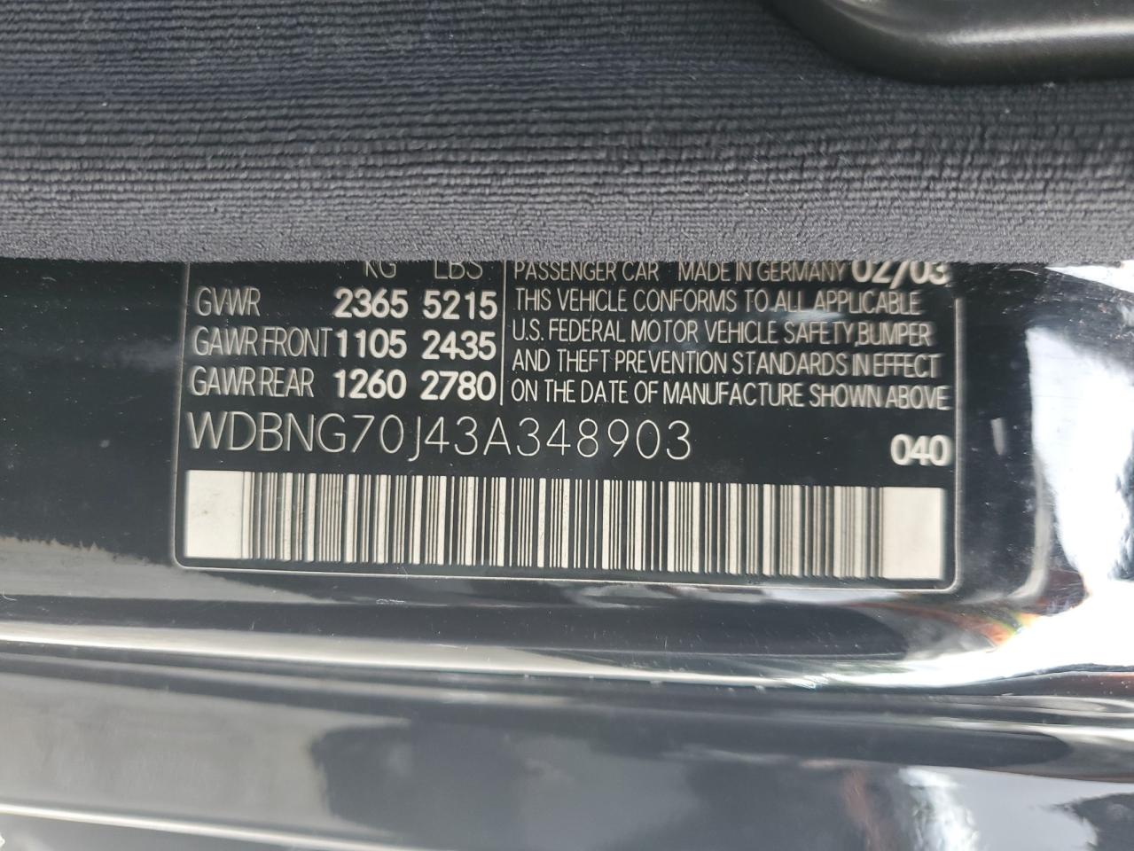 WDBNG70J43A348903 2003 Mercedes-Benz S 430